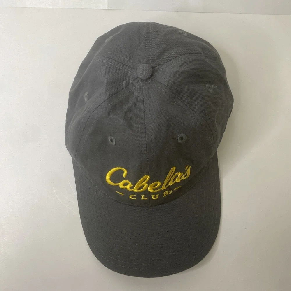 Cabelas Club Adjustable Gray/yellowHat. Excellent Condition. One Size Fits Most.